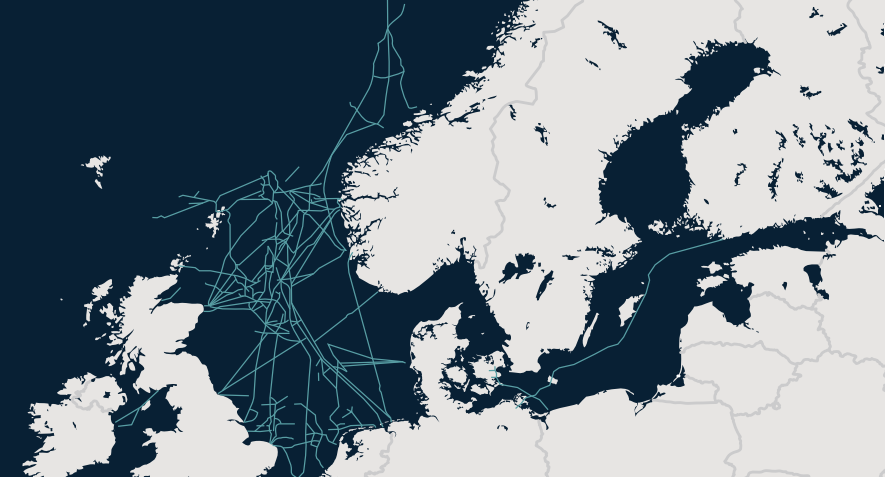 Underwater Energy Infrastructure in Northern Europe. 
Source: European Atlas of the Seas website.